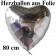 Luftballon aus Folie, Herzballon 80 cm, Silber