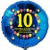 Luftballon aus Folie zum 10. Geburtstag, blauer Rundballon, Balloons, Herzlichen Glückwunsch, inklusive Ballongas