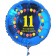 Luftballon aus Folie zum 11. Geburtstag, blauer Rundballon, Balloons, Herzlichen Glückwunsch, inklusive Ballongas
