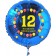 Luftballon aus Folie zum 12. Geburtstag, blauer Rundballon, Balloons, Herzlichen Glückwunsch, inklusive Ballongas