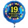 Luftballon aus Folie zum 19. Geburtstag, blauer Rundballon, Balloons, Herzlichen Glückwunsch, inklusive Ballongas