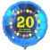 Luftballon aus Folie zum 20. Geburtstag, blauer Rundballon, Zahl 20, Balloons, Herzlichen Glückwunsch