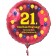 Luftballon aus Folie zum 21. Geburtstag, roter Rundballon, Balloons, Herzlichen Glückwunsch, inklusive Ballongas