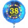 Luftballon aus Folie zum 38. Geburtstag, blauer Rundballon, Zahl 38, Balloons, Herzlichen Glückwunsch, inklusive Ballongas