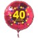 Luftballon aus Folie zum 40. Geburtstag, roter Rundballon, Zahl 40, Balloons, Herzlichen Glückwunsch, inklusive Ballongas