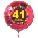 Luftballon aus Folie zum 40. Geburtstag, roter Rundballon, Zahl 41, Balloons, Herzlichen Glückwunsch, inklusive Ballongas
