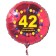 Luftballon aus Folie zum 42. Geburtstag, roter Rundballon, Zahl 42, Balloons, Herzlichen Glückwunsch, inklusive Ballongas