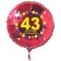Luftballon aus Folie zum 43. Geburtstag, roter Rundballon, Zahl 43, Balloons, Herzlichen Glückwunsch, inklusive Ballongas