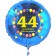 Luftballon aus Folie zum 44. Geburtstag, blauer Rundballon, Zahl 44, Balloons, Herzlichen Glückwunsch, inklusive Ballongas