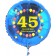 Luftballon aus Folie zum 45. Geburtstag, blauer Rundballon, Zahl 45, Balloons, Herzlichen Glückwunsch, inklusive Ballongas