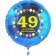 Luftballon aus Folie zum 49. Geburtstag, blauer Rundballon, Zahl 49, Balloons, Herzlichen Glückwunsch, inklusive Ballongas