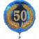 Luftballon aus Folie mit Ballongas, Zahl 50 im Lorbeerkranz, zum 50. Geburtstag, Jubiläum oder Jahrestag