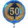 Luftballon aus Folie mit Ballongas, Zahl 50 im Lorbeerkranz, zum 50. Geburtstag, Jubiläum oder Jahrestag