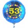 Luftballon aus Folie zum 53. Geburtstag, blauer Rundballon, Zahl 53, Balloons, Herzlichen Glückwunsch, inklusive Ballongas
