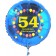 Luftballon aus Folie zum 54. Geburtstag, blauer Rundballon, Zahl 54, Balloons, Herzlichen Glückwunsch, inklusive Ballongas