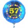 Luftballon aus Folie zum 57. Geburtstag, blauer Rundballon, Zahl 57, Balloons, Herzlichen Glückwunsch, inklusive Ballongas