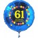Luftballon aus Folie zum 61. Geburtstag, blauer Rundballon, Balloons, Herzlichen Glückwunsch, inklusive Ballongas