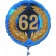Luftballon aus Folie mit Ballongas, Zahl 62 im Lorbeerkranz, zum 62. Geburtstag, Jubiläum oder Jahrestag