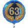 Luftballon aus Folie mit Ballongas, Zahl 63 im Lorbeerkranz, zum 63. Geburtstag, Jubiläum oder Jahrestag
