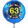 Luftballon aus Folie zum 63. Geburtstag, blauer Rundballon, Balloons, Herzlichen Glückwunsch, inklusive Ballongas