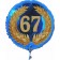 Luftballon aus Folie mit Ballongas, Zahl 67 im Lorbeerkranz, zum 67. Geburtstag, Jubiläum oder Jahrestag