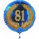 Luftballon aus Folie mit Ballongas, Zahl 81 im Lorbeerkranz, zum 81. Geburtstag, Jubiläum oder Jahrestag