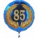 Luftballon aus Folie zum 85. Geburtstag, blauer Rundballon, Zahl 85 im Lorbeerkranz, inklusive Ballongas