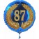 Luftballon aus Folie mit Ballongas, Zahl 87 im Lorbeerkranz, zum 87. Geburtstag, Jubiläum oder Jahrestag