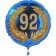 Luftballon aus Folie mit Ballongas, Zahl 92 im Lorbeerkranz, zum 92. Geburtstag, Jubiläum oder Jahrestag