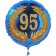 Luftballon aus Folie zum 95. Geburtstag, blauer Rundballon, Zahl 95 im Lorbeerkranz, inklusive Ballongas