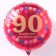 Luftballon aus Folie zum 90. Geburtstag, roter Rundballon, Balloons, Herzlichen Glückwunsch, inklusive Ballongas