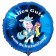 Alles Gute zum Schulanfang blauer Luftballon mit Einhorn aus Folie inklusive Ballongas Helium