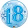 Bubble Luftballon Blau zum 18. Geburtstag, mit Helium