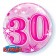 Bubble Luftballon Pink zum 30. Geburtstag, mit Helium