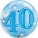 Bubble Luftballon Blau zum 40. Geburtstag, mit Helium