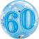 Luftballon Bubble zum 60. Geburtstag, Blau ohne Helium/Ballongas