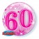 Luftballon Bubble zum 60. Geburtstag, Pink ohne Helium/Ballongas