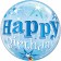 Luftballon aus PVC , Bubble Happy Birthday Blau , inklusive Helium