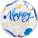 Happy Birthday Blue & Gold Dots Bubble-Luftballon, heliumgefüllt