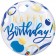 Luftballon aus PVC , Bubble Happy Birthday Blue & Gold Dots inklusive Helium