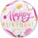 Happy Birthday Pink & Gold Dots Bubble-Luftballon, heliumgefüllt