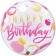 Luftballon aus PVC , Bubble Happy Birthday Pink & Gold Dots inklusive Helium