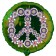 Grüner Rundluftballon Flowers Peace, Hippie Party, inklusive Helium
