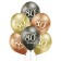 Luftballons Happy 80th Birthday, Latexballons 12", Chromefarben Gold, Anthrazit