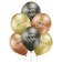 Luftballons Happy Birthday, Latexballons 12", Chromefarben Gold, Anthrazit