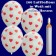 Luftballons Helium Maxi Set, 100 weiße Luftballons mit roten Herzen