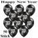 Luftballons zu Silvester und Neujahr, Happy New Year, schwarz, 50 Stück
