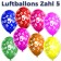 Luftballons Zahl 5 zum 5. Geburtstag, 5 Stück, bunt