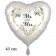 Mr. & Mrs. Golden Heart and Flowers, Herzluftballon, satinweiss, ohne Helium zur Hochzeit