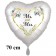 Mr. & Mrs. Golden Heart and Flowers, 70 cm Herzluftballon, satinweiss, ohne Helium zur Hochzeit